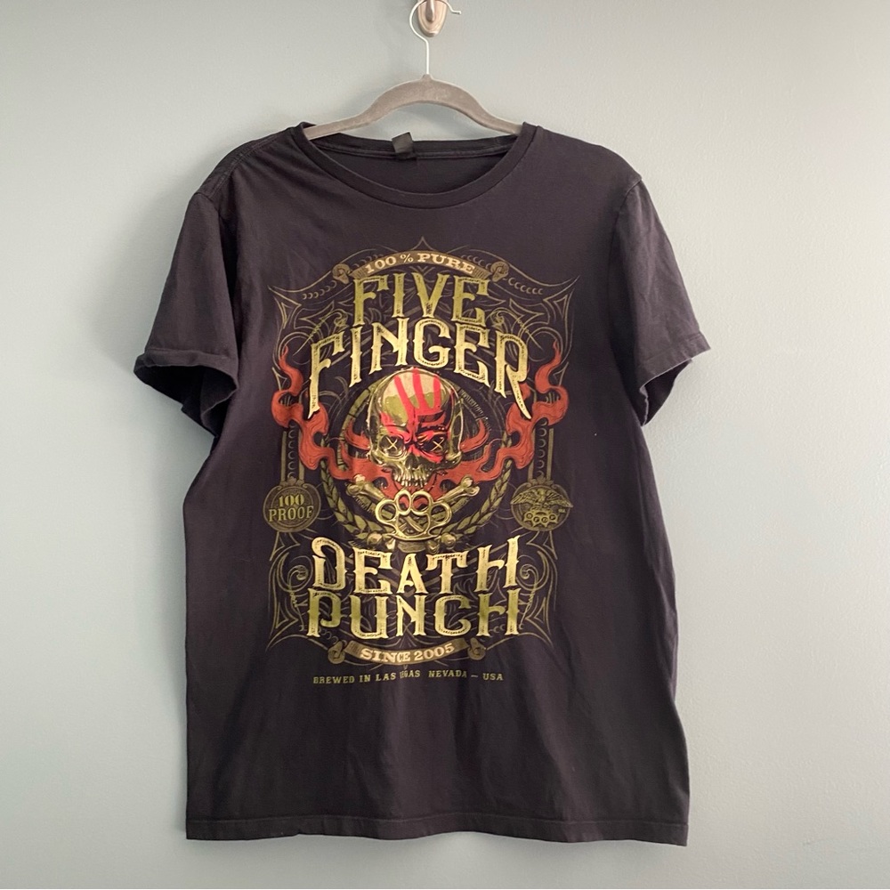 Bay Island Five Finger Death Punch Brewed In Las Vegas Black T Shirt Sz L